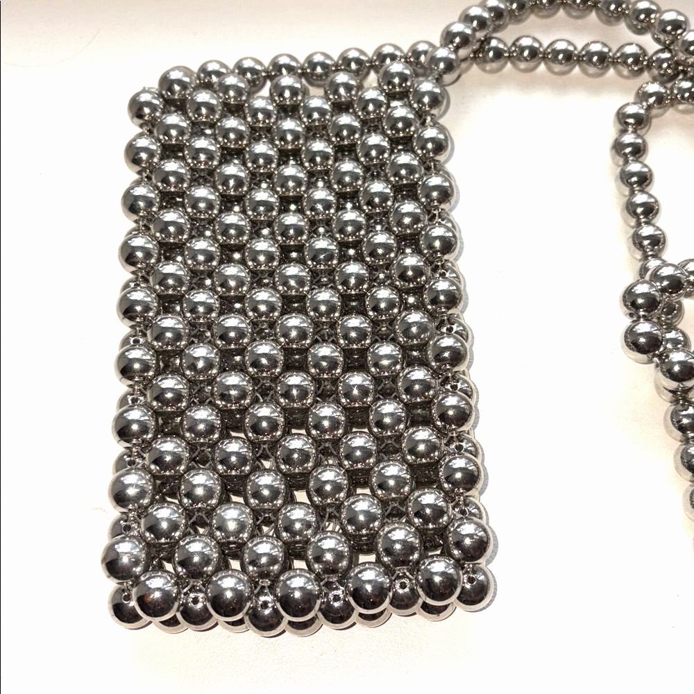 Silver bead cross body purse